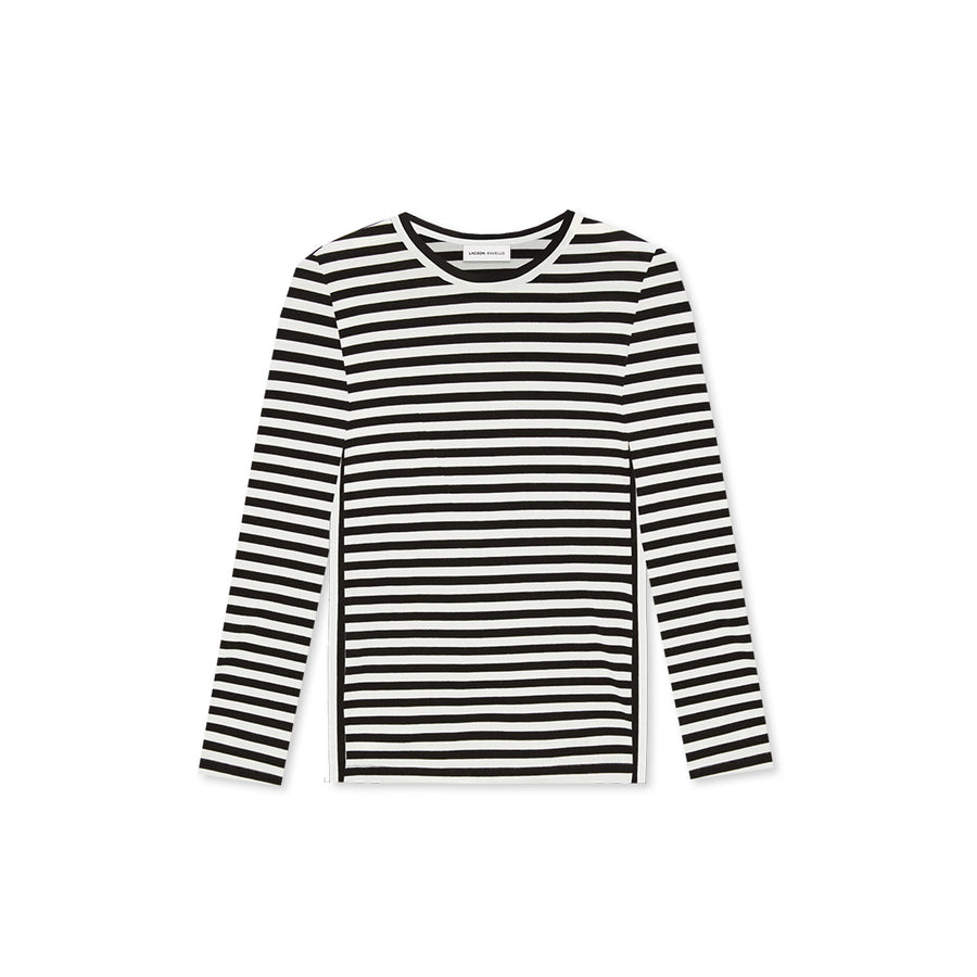 Women's Striped T Shirt - Black and White Stripe - Breton | Tee | Crewneck | Long Sleeve | Bamboo Cotton Knit Jersey | Soft | Comfortable | Sustainable