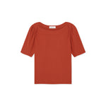 top, slightly puffed shoulders, envelope neckline, textured dot knit, slight stretch - lacson ravello 