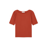 top, slightly puffed shoulders, envelope neckline, textured dot knit, slight stretch - lacson ravello 
