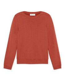 Women's Puff Sleeve Sweatshirt | Orange | Boatneck | Long Sleeve | Soft Cotton Bamboo