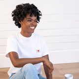 embroidered tee, heart and stripes logo, white, short sleeves, t-shirt - lacson ravello
