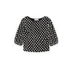 top, bateau neckline, puffed elbow-length sleeves, textured 3-dimensional dot pattern - lacson ravello