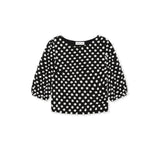 top, bateau neckline, puffed elbow-length sleeves, textured 3-dimensional dot pattern - lacson ravello