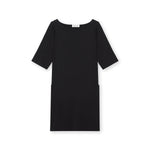 loose-fitting t-shirt dress, bateau neckline, elbow-length sleeves, and banded pockets - lacson ravello