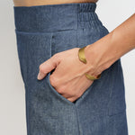 pants, dark denim, high waistband, elastic back, wide leg, below the knee - lacson ravello