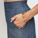 pants, dark denim, high waistband, elastic back, wide leg, below the knee - lacson ravello