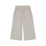 pants, organic cotton stripe, high waistband, elastic back, wide leg, below the knee - lacson ravello