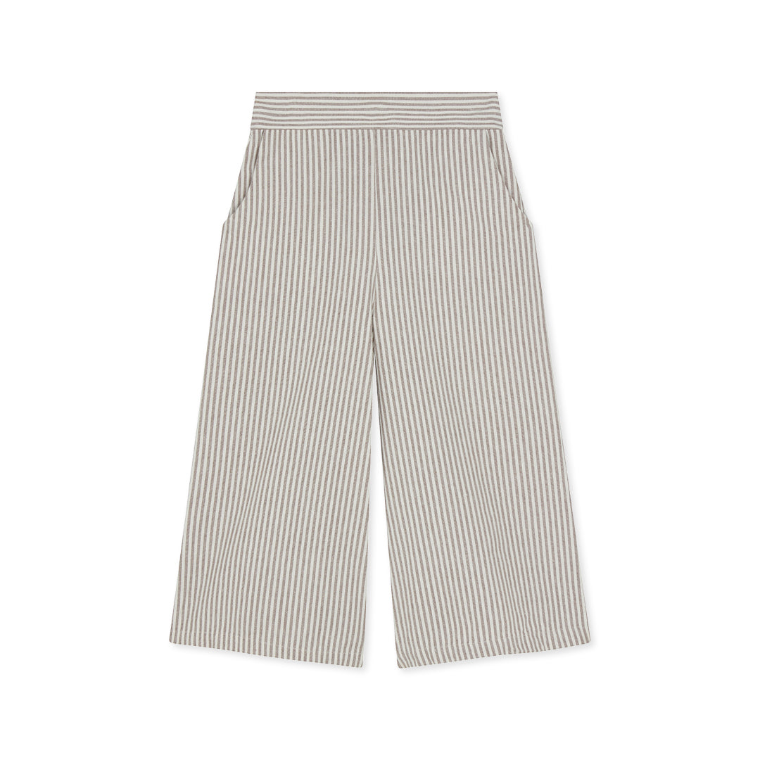 culottes, pants, organic cotton stripe, high waistband, elastic back, wide leg, below the knee - lacson ravello