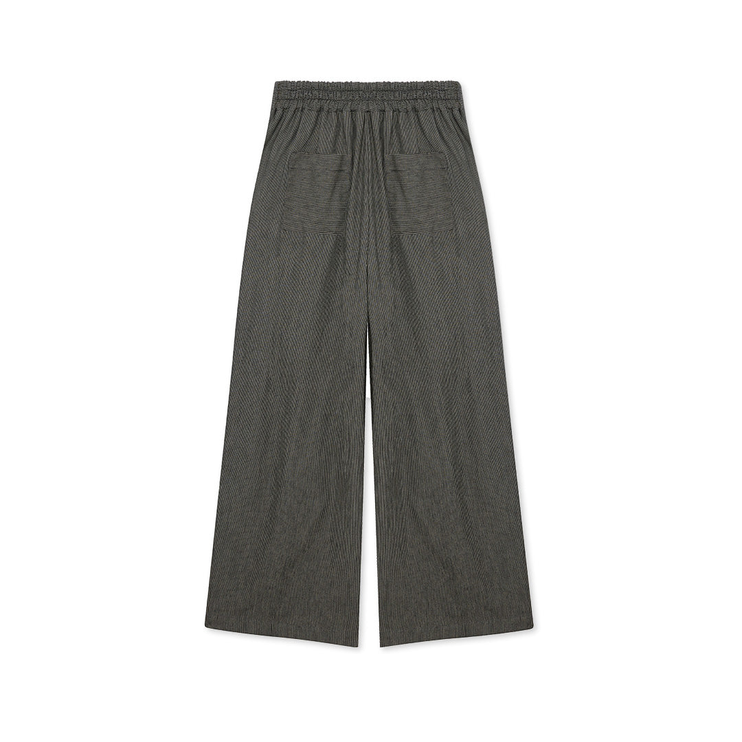 Black Pant with White Stripes | Cropped | Straight Leg | Elastic Waist