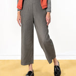 Black Pant with White Stripes | Cropped | Straight Leg | Elastic Waist