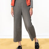 Black Pant with White Stripes | Cropped | Straight Leg | Elastic Waist