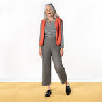 Black Pant with White Stripes | Cropped | Straight Leg | Elastic Waist