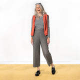 Black Pant with White Stripes | Cropped | Straight Leg | Elastic Waist