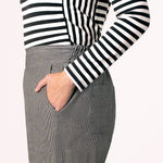 Black Pant with White Stripes | Cropped | Straight Leg | Elastic Waist