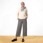 Black Pant with White Stripes | Cropped | Straight Leg | Elastic Waist