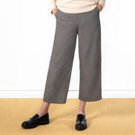Black Pant with White Stripes | Cropped | Straight Leg | Elastic Waist