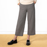 Black Pant with White Stripes | Cropped | Straight Leg | Elastic Waist