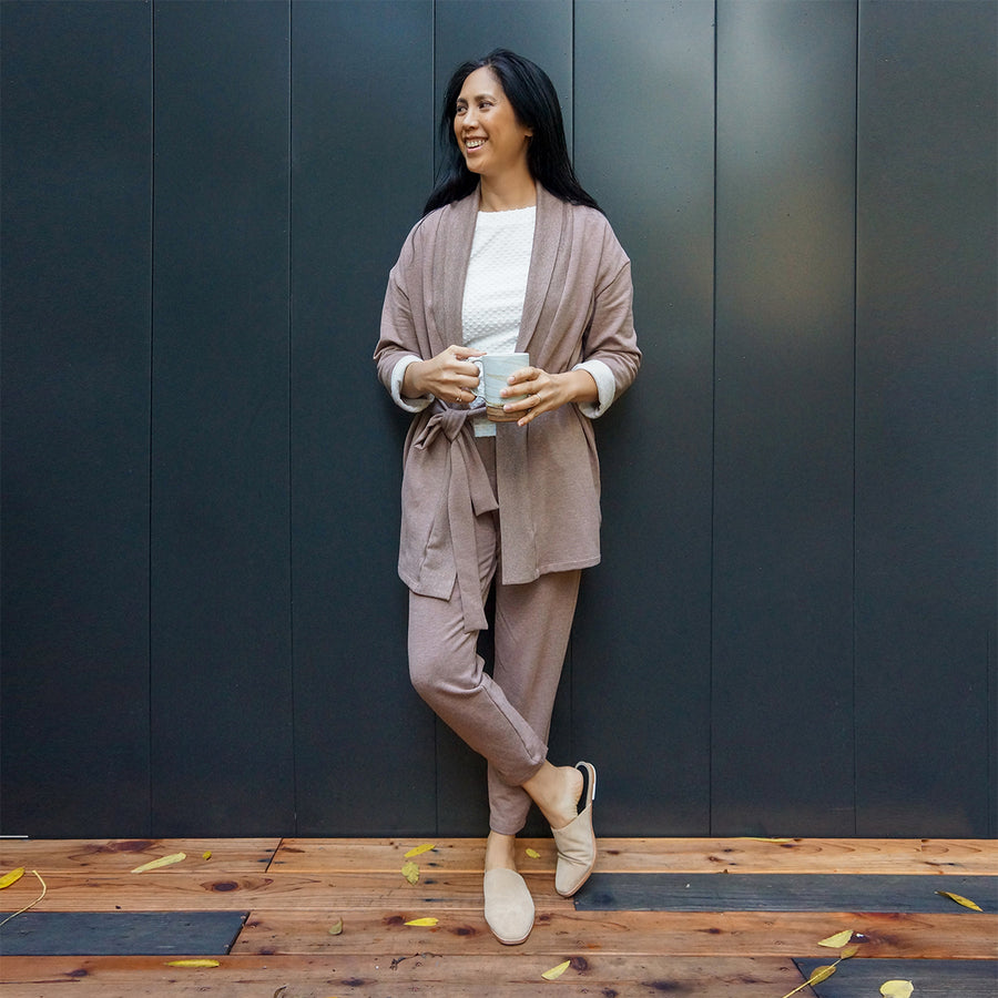 ankle cropped, pants, loungewear, folded waistband - lacson ravello