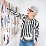 Striped Black and White Shirt Womens | Women's Striped Tee | Long Sleeve Tee | Crewneck 