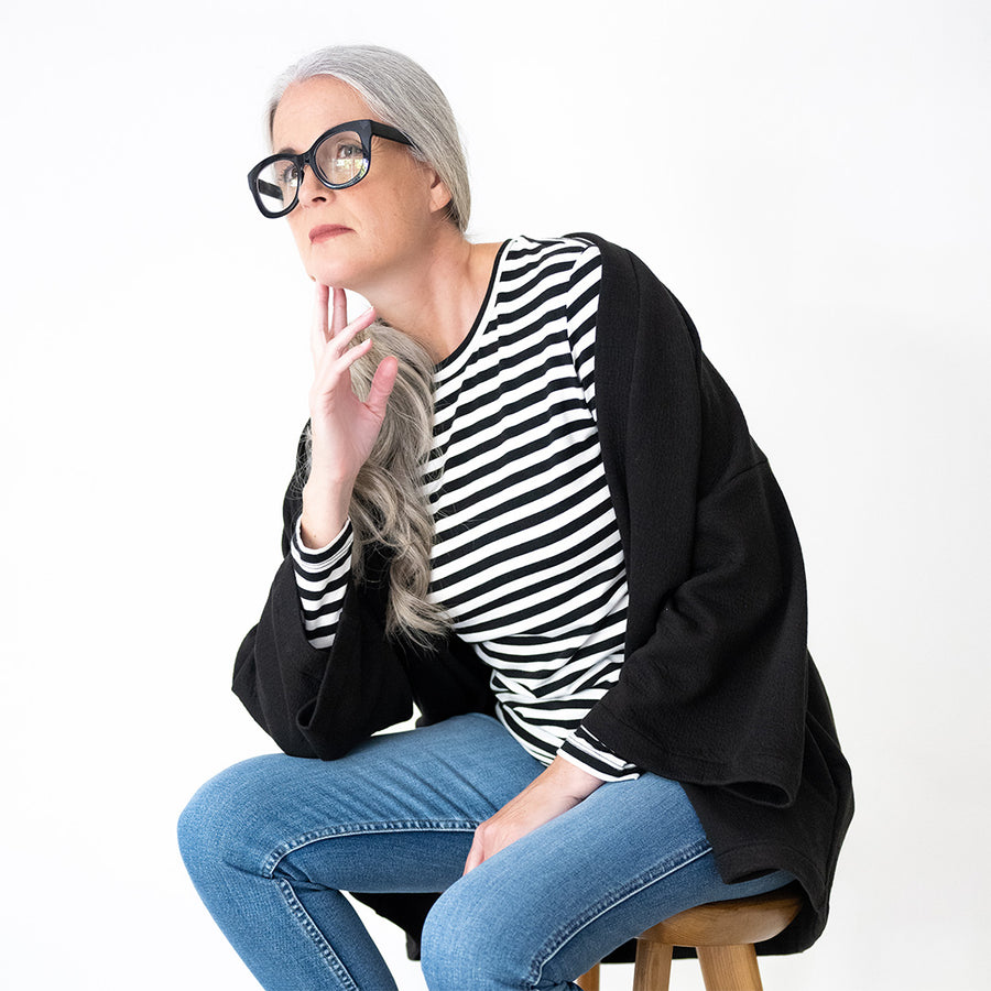 Striped Black and White Shirt Womens | Women's Striped Tee | Long Sleeve Tee | Crewneck 