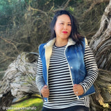Striped Black and White Shirt Womens | Women's Striped Tee | Long Sleeve Tee | Crewneck 